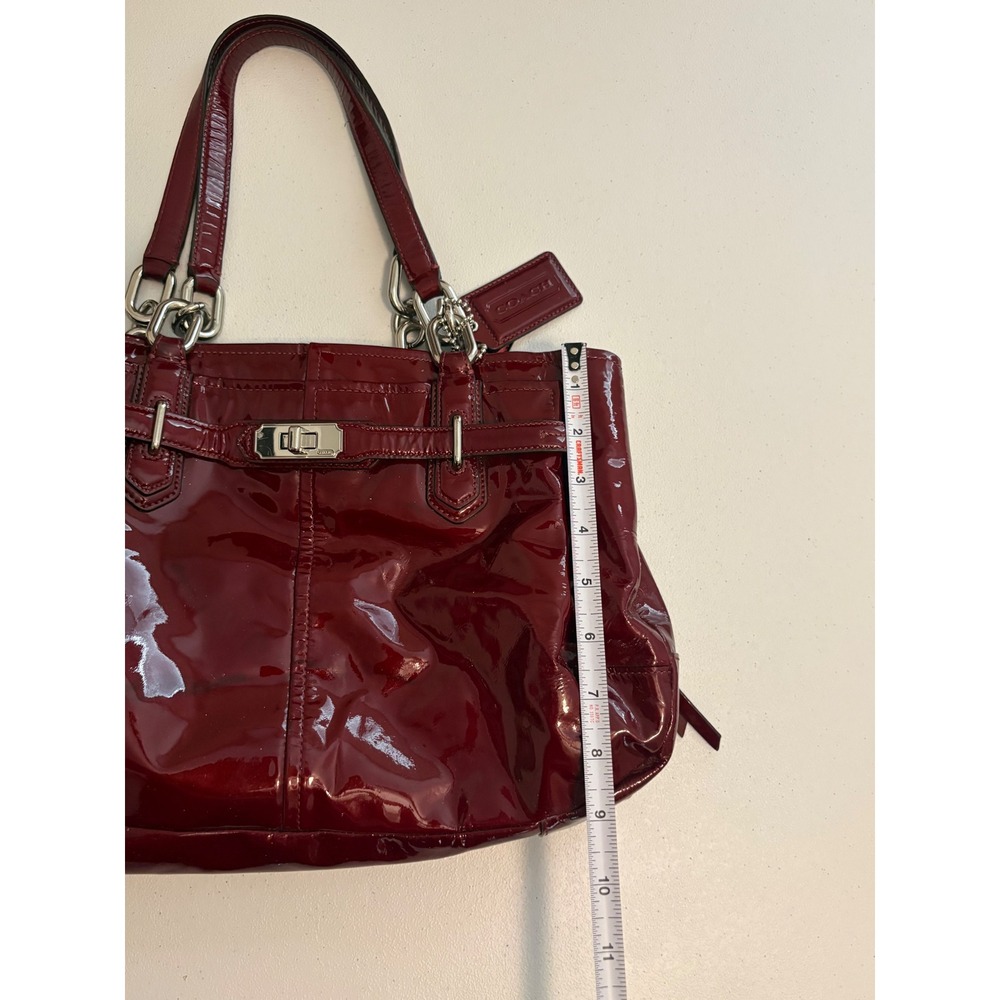 Coach Hamptons Weekend Red Patent Leather Tote Shoulder Bag F17355 f5 - Picture 5 of 10